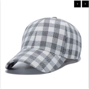 Cocus Pocus Gray and Cream Buffalo Check Baseball Cap Soft Flannel